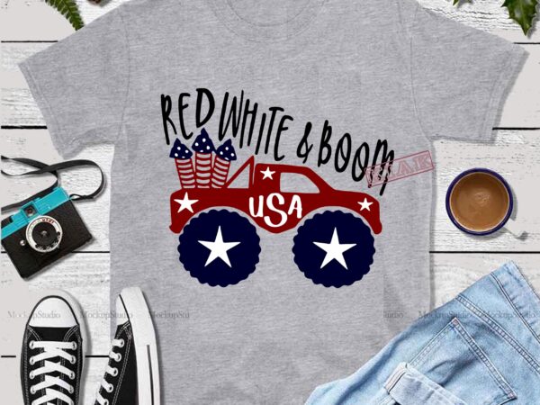 Red white and boom svg, monster truck svg, red white and boom vector, red white and boom logo, monster truck vector