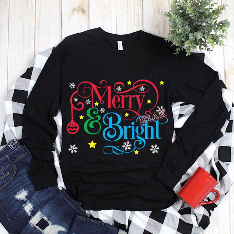 Merry and bright t shirt template vector, Merry Christmas, Christmas, Christmas 2020 Svg, Funny Christmas 2020, Christmas quote vector