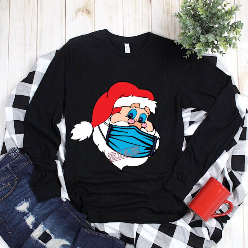 Santa claus in mask t shirt template vector, Merry Christmas, Christmas, Christmas 2020 Svg, Funny Christmas 2020, Christmas quote vector, Christmas Tree logo, Noel scene Svg, Merry Christmas vector, Santa