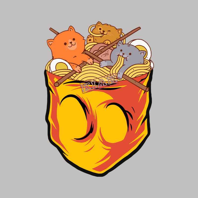 Baixar Vetor De Design De Camiseta Ramen De Gato Kawaii