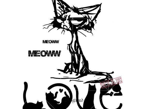 Happy valentine’s day t shirt design, cat meow svg, cat black meow svg