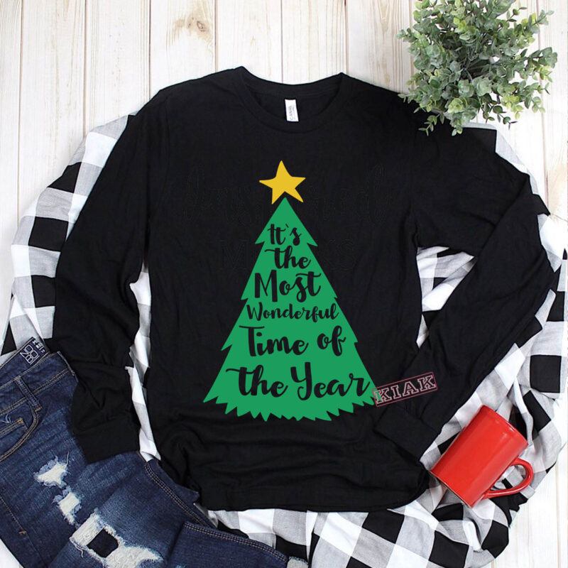 It's the most wonderful time of the year Christmas tree t shirt template vector, Merry Christmas, Christmas, Christmas 2020 Svg, Funny Christmas 2020, Merry Christmas vector, Santa vector, Noel scene