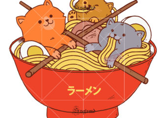 Cat ramen kawaii neko chonk, Cat ramen kawaii neko chonk svg, Cat ramen kawaii cute vector, Kawaii neko ramen cute ramen cat japanese noodle funny anime Svg, Kawaii neko ramen