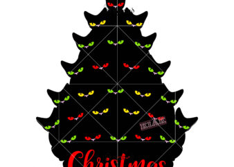 Cat christmas tree Svg, The colorful eyes of many cats combine to form the Christmas tree in Christmas 2020 vector, Cat vector, Kitten vector, Cat Christmas t shirt template vector,