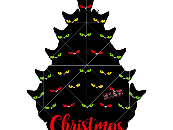 Cat christmas tree svg, the colorful eyes of many cats combine to form the christmas tree in christmas 2020 vector, cat vector, kitten vector, cat christmas t shirt template vector,