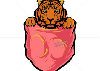 Pocket tiger tshirt svg, Pocket tiger funny vector, Funny tiger svg, tiger Hiding in Pocket