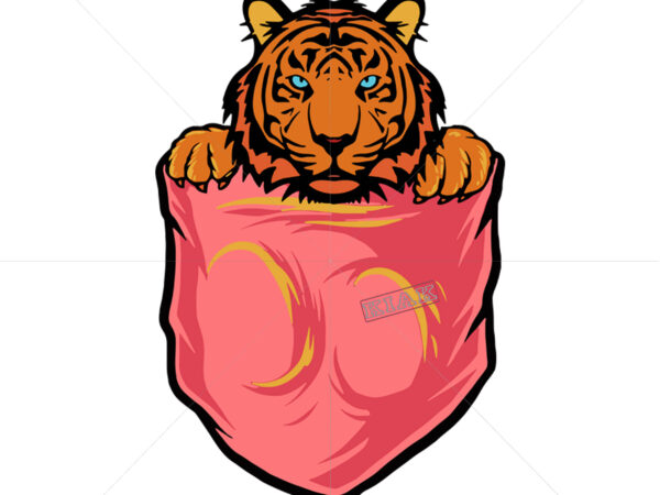 Pocket tiger tshirt svg, pocket tiger funny vector, funny tiger svg, tiger hiding in pocket