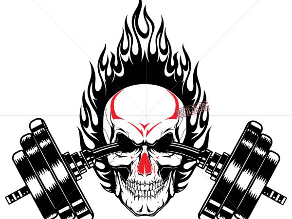 Angry skull, gym, skull exercise logo, gymnastics skull skeleton logo, gymnastics skull skeleton svg, skull gym vector