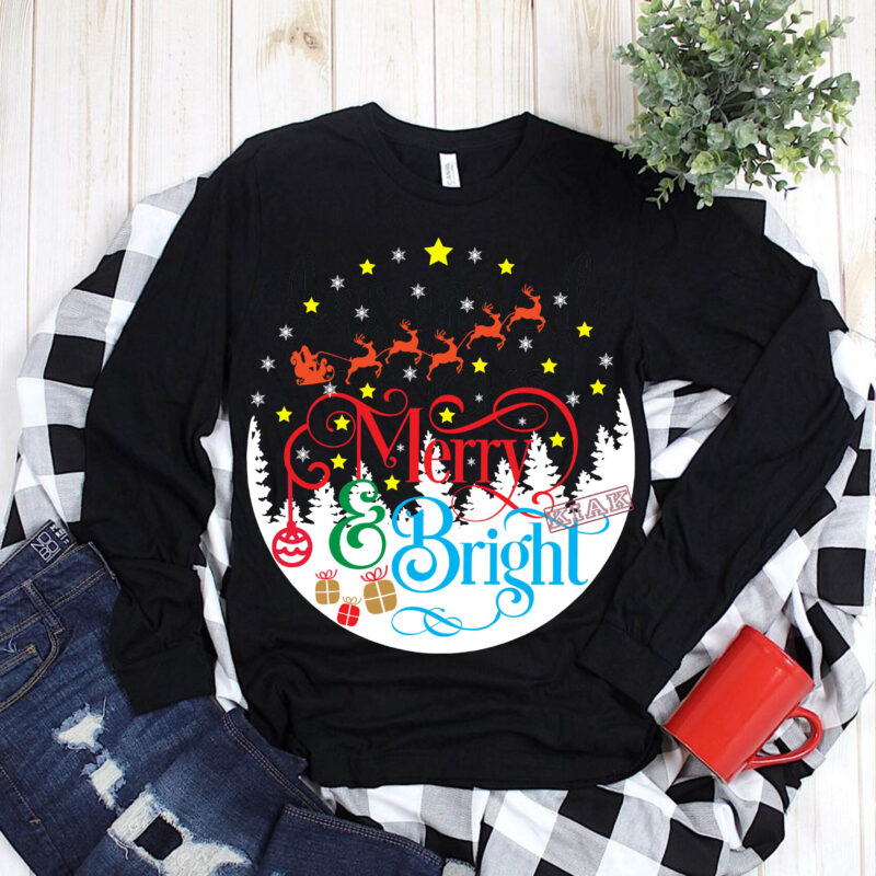 Merry and bright t shirt template vector, Merry Christmas, Christmas, Christmas 2020 Svg, Funny Christmas 2020, Christmas quote vector