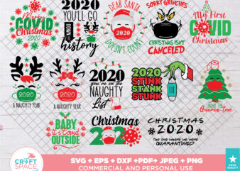 Christmas 2020 Covid Christmas Quarantine SVG, PNG, EPS, Pdf, for Cricut , Silhouette or Sublimation