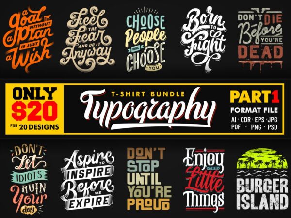 Typography t-shirt designs bundle part 1