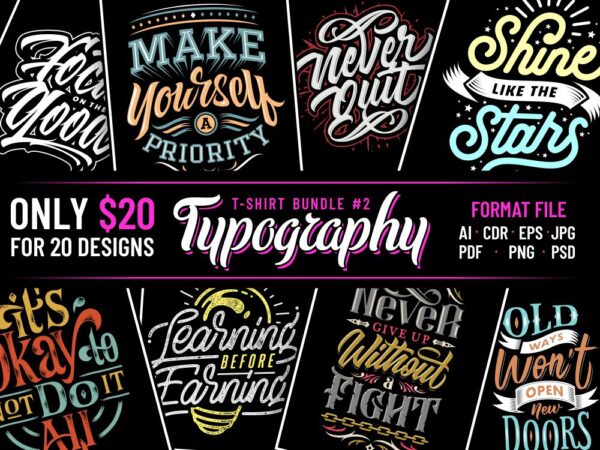 Typography t-shirt designs bundle part 2