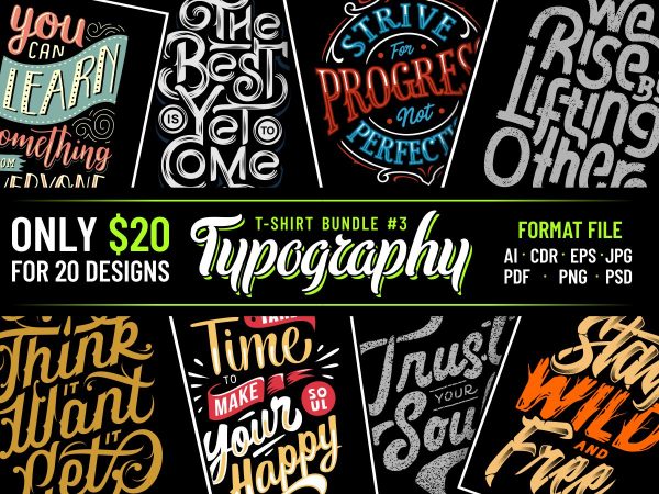 Typography t-shirt designs bundle part 3