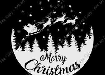 Merry Christmas, Christmas svg, Flying Santa svg, Santa svg, Christmas Scene, Merry Christmas svg, christmas vector, santa vector, eps, dxf, png, svg file