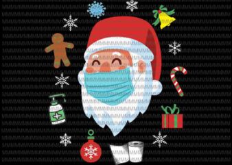 Santa Face Mask svg, Santa Wearing Mask svg, santa claus mask svg, funny santa claus 2020 svg, christmas svg, Quarantine Christmas 2020 svg