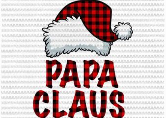 Papa Claus svg, Santa Hat Red Buffalo Plaid svg, Papa claus Christmas svg, christmas 2020 svg, Papa Christmas 2020 t shirt illustration