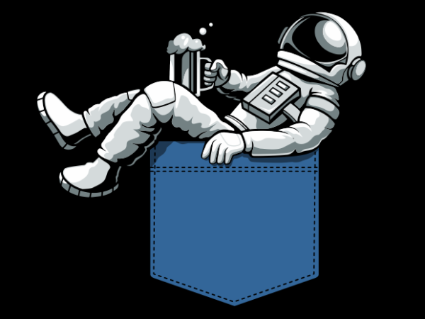Astronaut in pocket t shirt vector