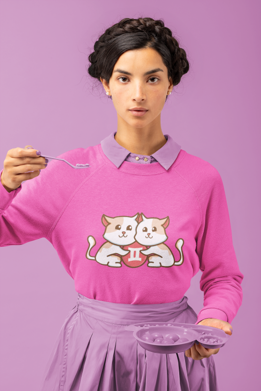Cute Gemini Zodiac Cat Character T-shirt Design