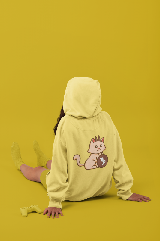 Cute Capricorn Zodiac Cat Character T-shirt Design