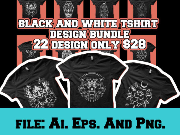Black and white tshirt design bundle