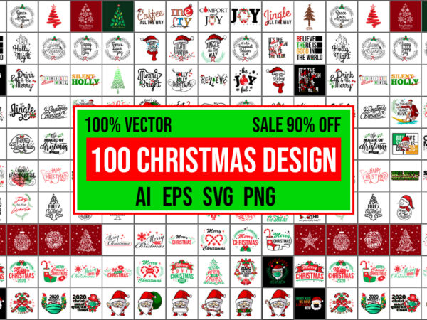 100 christmas design 100% vector ai, eps, svg,