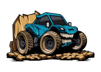 Buggy lightweight automobile with off road t shirt template