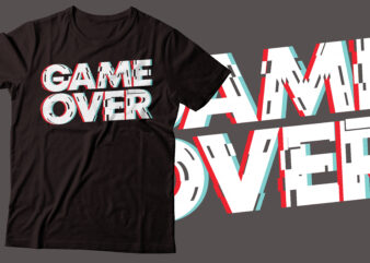 gamer over glitch effect text design | game lover design