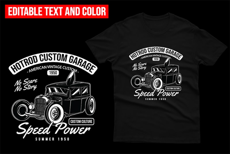 10 Hot Rod Design Bundle 100% Vector Editable AI, EPS, SVG, PNG,