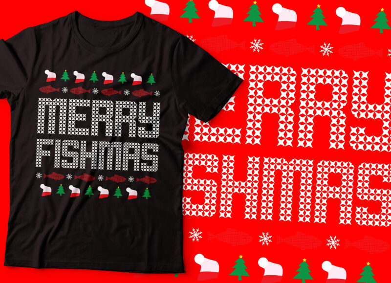 merry fishman ugly sweater t-shirt bundle design | Christian bundle design |fishing t-shirt design