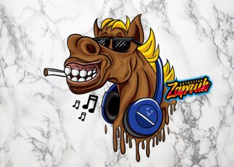 Cool DJ Horse artwork – Tshirt design for sale