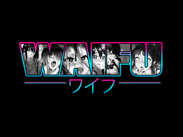 Six waifu anime manga art text neon t-shirt design