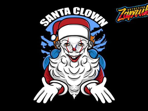 Santa clown 2020 happy chrismas vector cartoon tshirt design