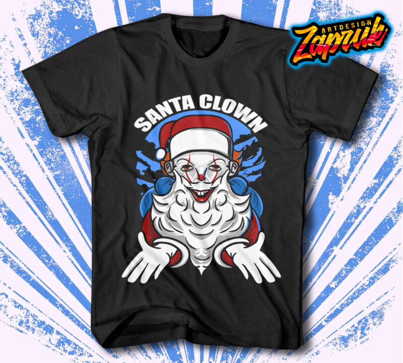 Santa Clown 2020 Happy Chrismas vector cartoon tshirt design