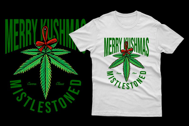 Mistlestoned Merry Kushmas Cannabis weed marijuana Parody 100% Vector