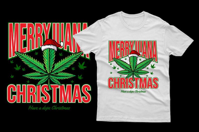 Merryjuana Christmas marijuana weed cannabis parody 100% Vector