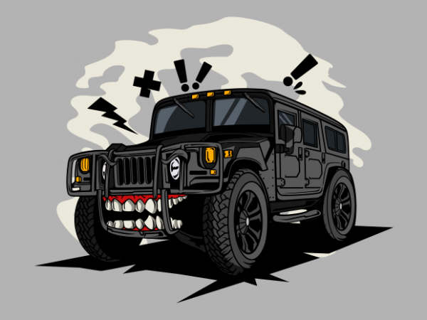 Off road black monster car t shirt design online
