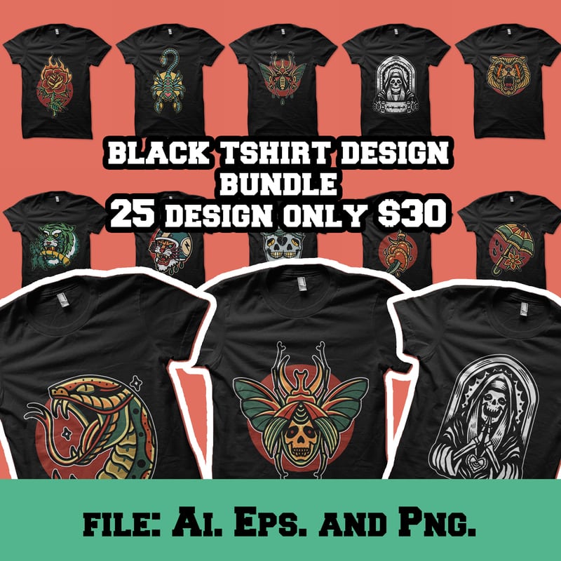 black t shirt full bundle