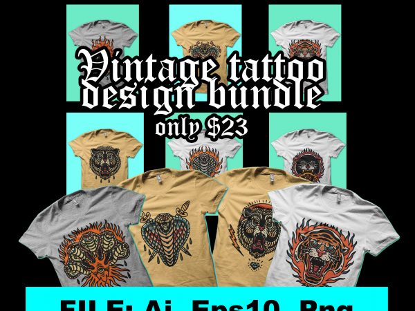 Vintage tattoo design bundle tshirt design