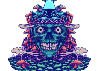 psychedelic skull t shirt illustration