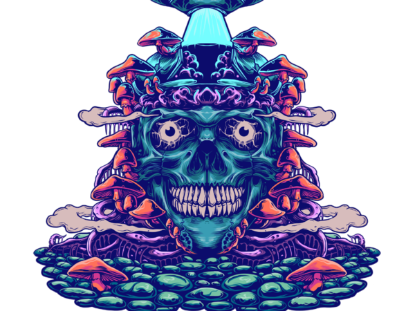 Psychedelic skull t shirt illustration Psychedelic skull t shirt illustration