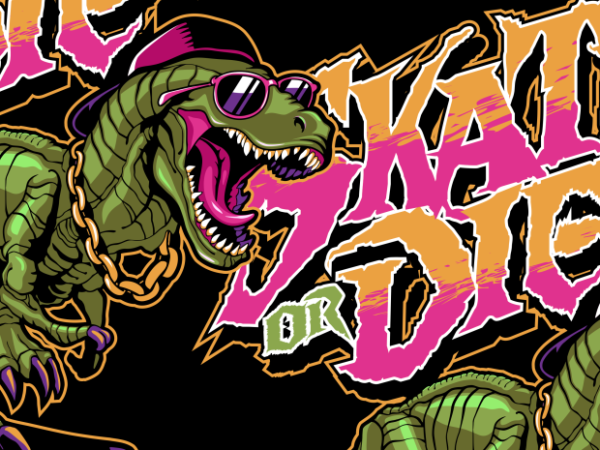 Dinosaurs with skateboard t shirt vector illustration