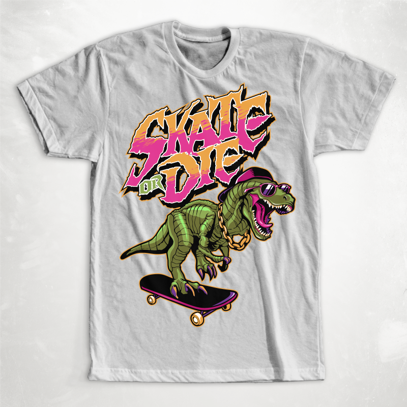 Dinosaurs with skateboard