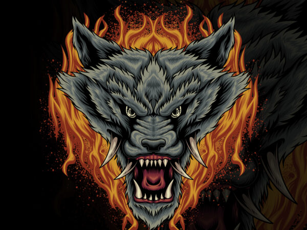 Wolf dark art t shirt design for sale