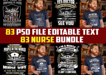 83 NURSE tshirt designs bundles jpg png Transparent and PSD File editable text layers