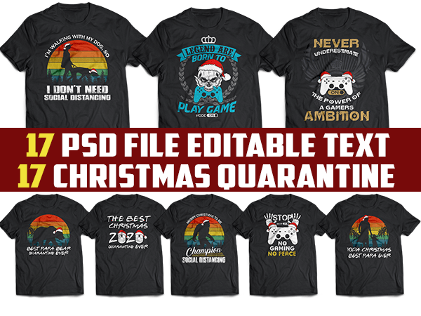 17 funny christmas quarantine gamer template editable tshirt design bundles svg