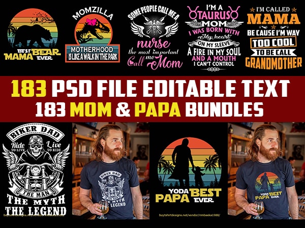 183 father/dad/papa template and mom bundles tshirt designs