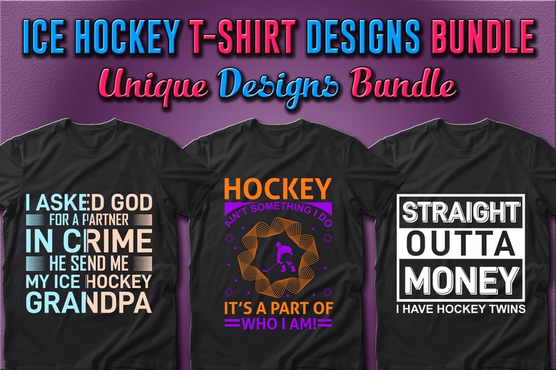 Best Selling 40 Ice Hockey Sport T-shirt Designs Bundle