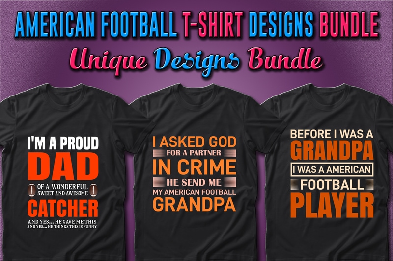 41 American Football Sport T-shirt Designs Bundle