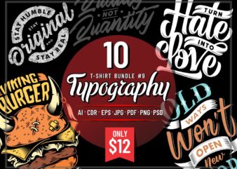 TYPOGRAPHY T-SHIRT DESIGNS BUNDLE PART 9