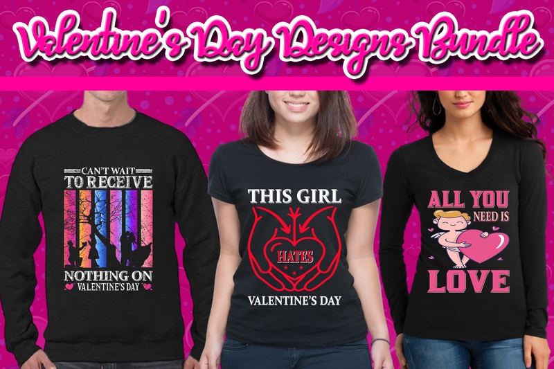 Best Selling 120 Valentine’s Day T-shirt Designs Bundle – 98% Off